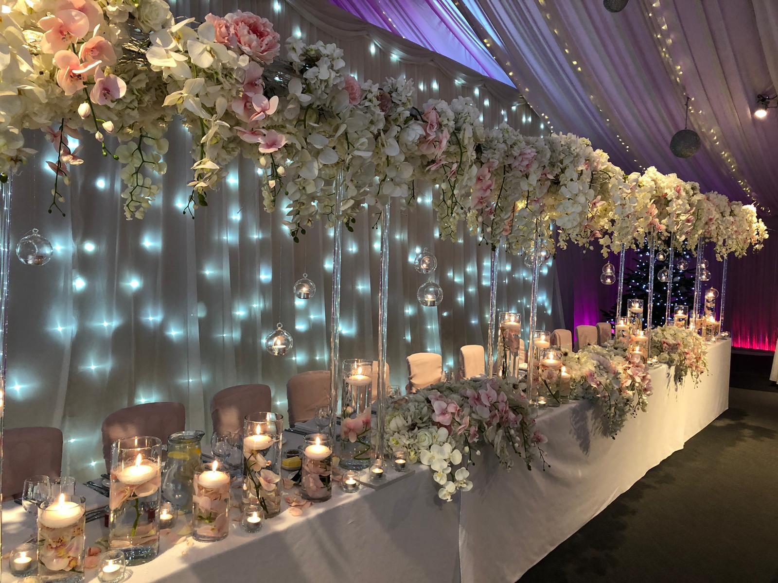 Wedding Top Table with silk flowers