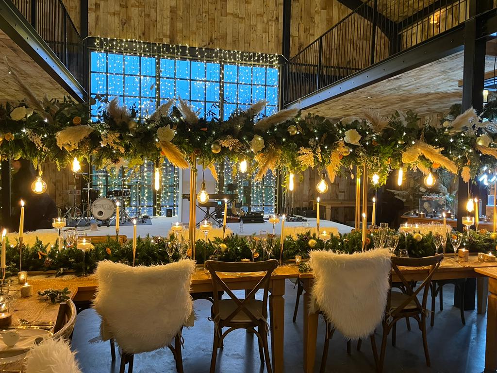Winter wedding at Hidden River Barns styled by Qube Events