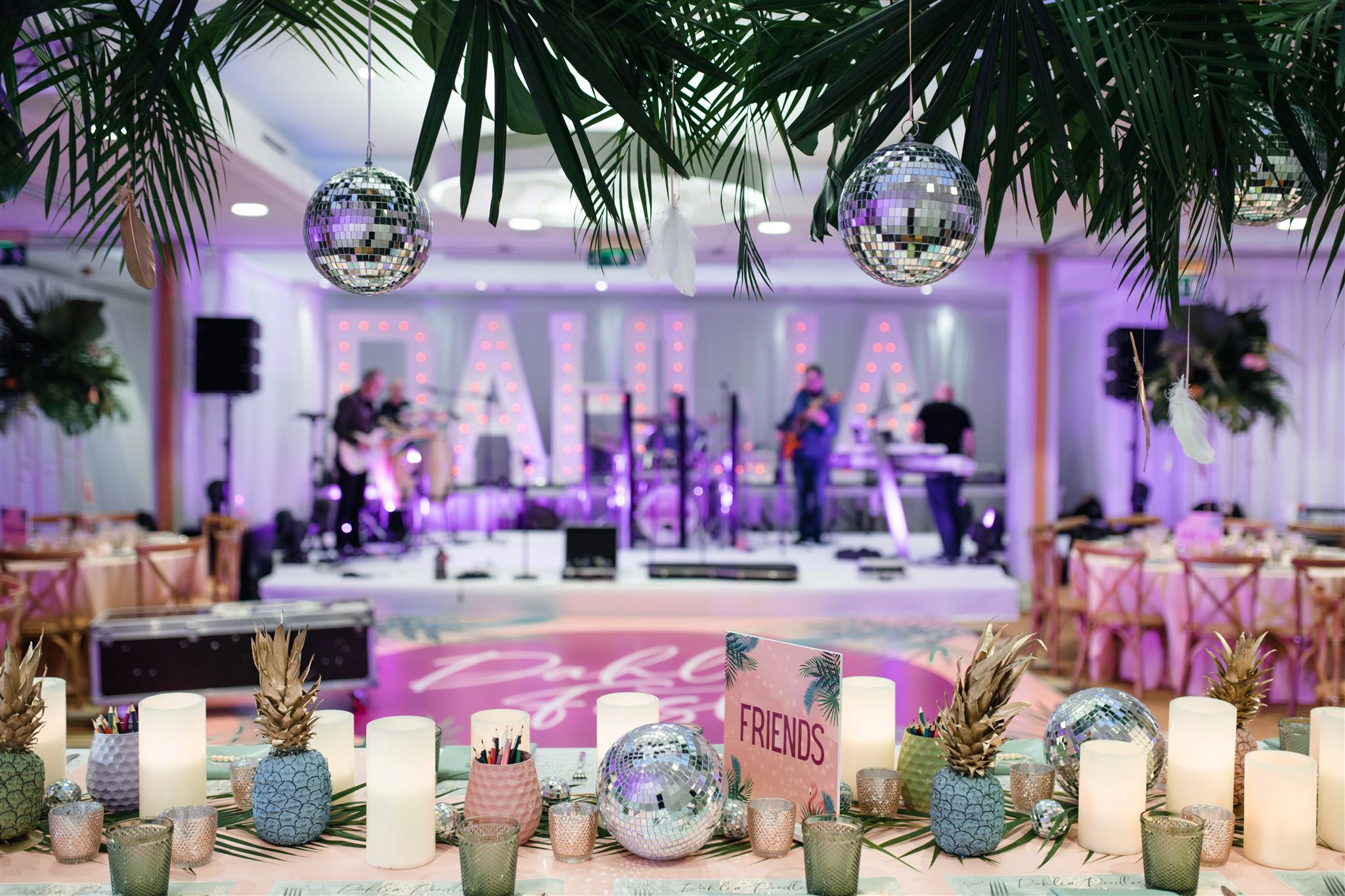 Tropical event decor for batmitzvah party